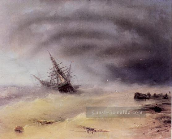 Sturm 1872IBI Seestück Boot Ivan Aivazovsky Ölgemälde